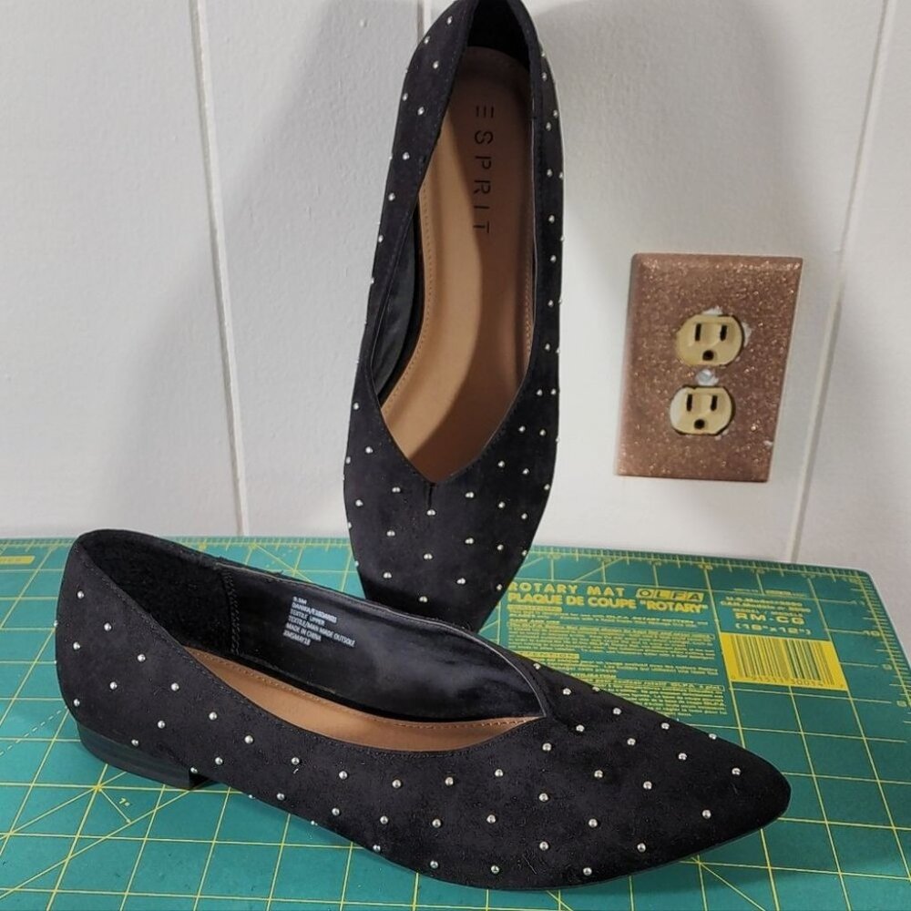 Esprit Danika Pointed Toe Flats Studded Black